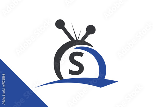 Letter S television Logo Design Concept. channel television TV logo vector icon illustration