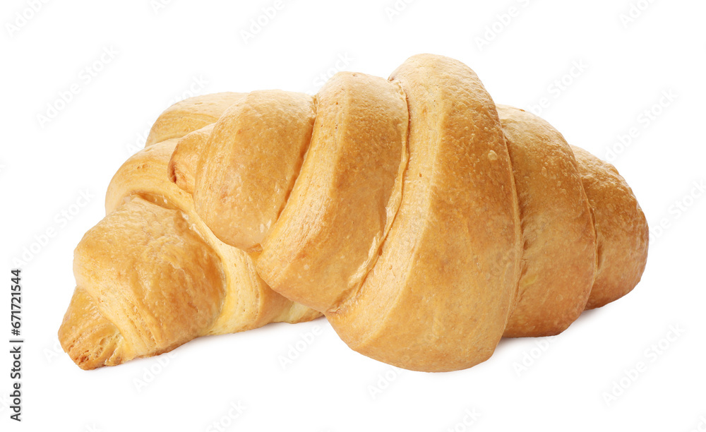 Delicious croissants isolated on white. Freshly baked pastries Delicious croissants isolated on white. Freshly baked pastries
