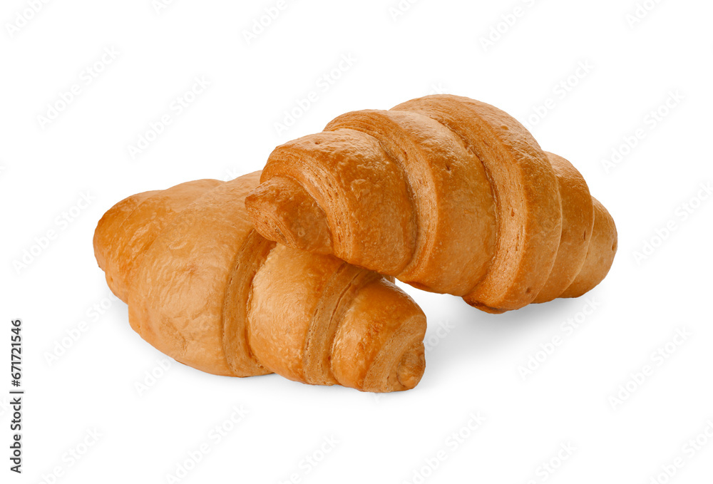Delicious croissants isolated on white. Freshly baked pastries