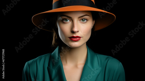 Beautiful Mysterious Woman with a Hat Wallpaper Cover Background Digital Art Card Magazine