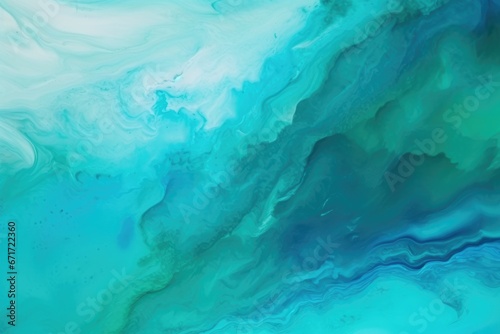 Vibrant Fluid Artwork with Blue and Green Hues