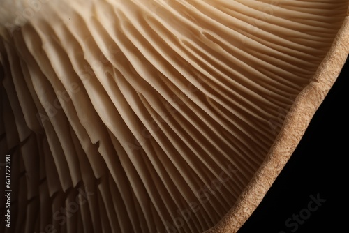 Macro photo of oyster mushroom on black background