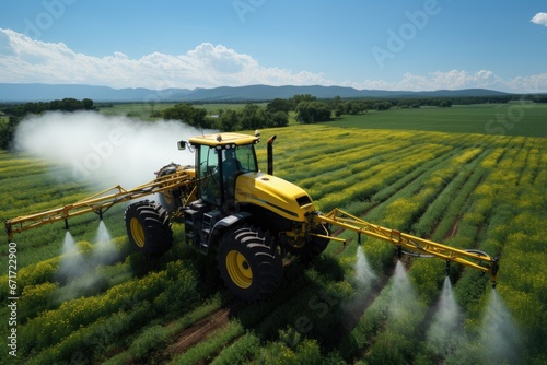 Agricultural Sprayer Spreading Chemicals on a Crop Field