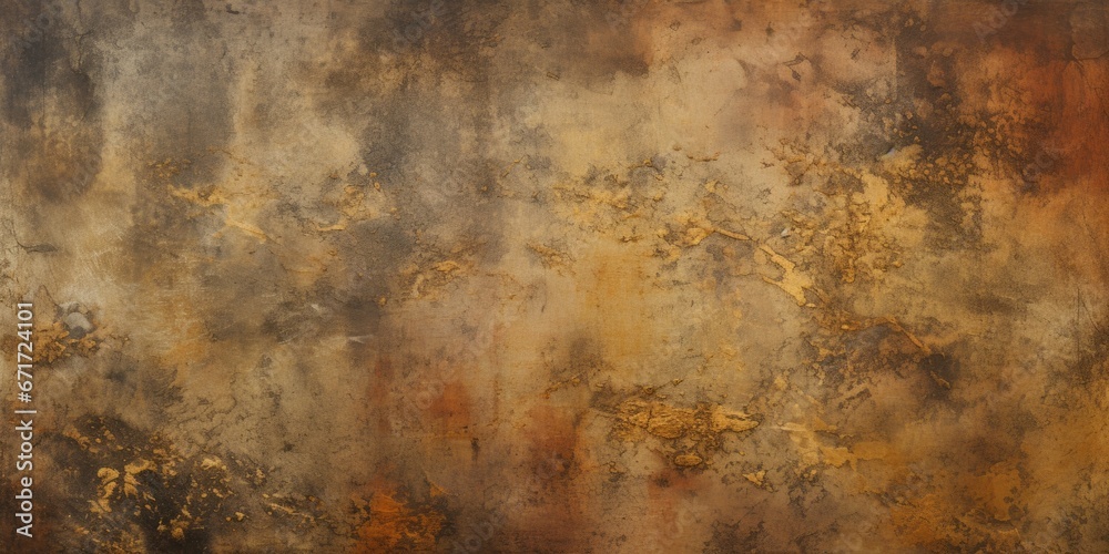 A painting of a rusted wall with a clock on it. Can be used as a background or to symbolize the passage of time