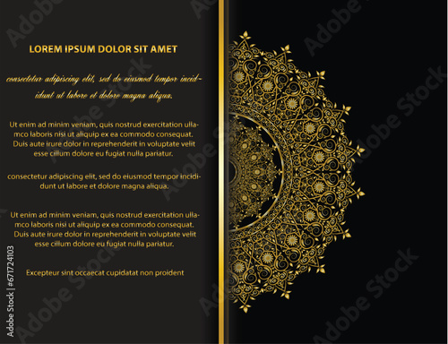 Golden decorative ornamental card background design vector on black color