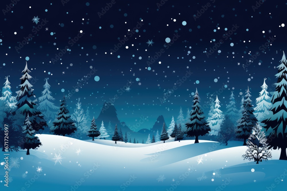 Winter landscape background with trees