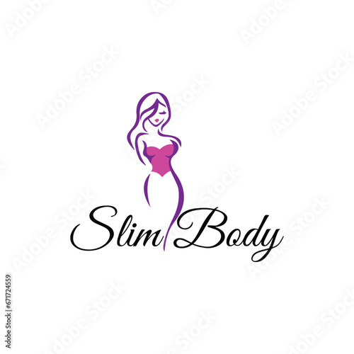 woman slim body logo design vector