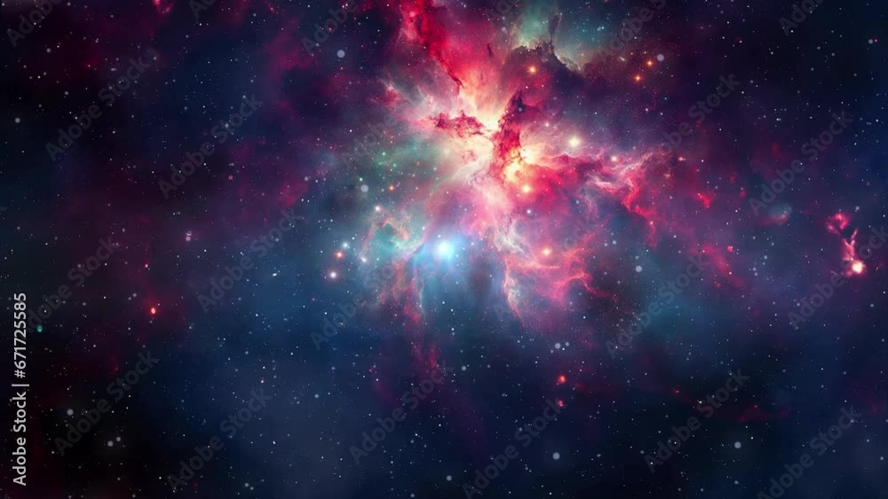 Animated space nebulosa and galaxy background with stars. Part1