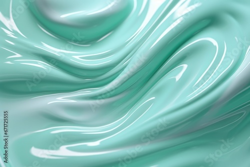 A close-up view of a green and white liquid. This image can be used to depict various concepts related to liquids, chemistry, mixtures, or beverages