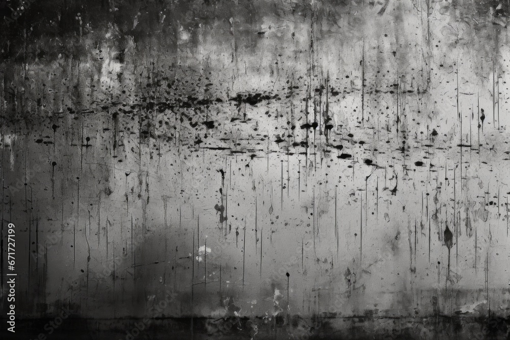 A black and white photo capturing the texture and grime on a dirty wall. This image can be used to depict urban decay or as a background for design projects.