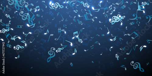 Musical note symbols vector background. Song