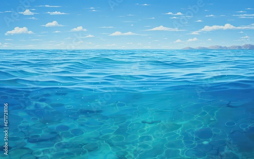 Serene blue water surface  calm and captivating.