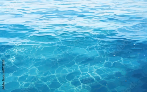Serene blue water surface, calm and captivating.