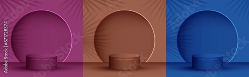 Cosmetics product presentation stage, studio room pedestal vector. Podium award scene set.