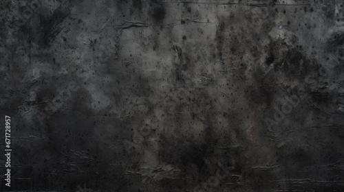 A distressed and grungy black metal background featuring scratched and worn textures, creating a spooky and eerie horror-themed surface © Chingiz