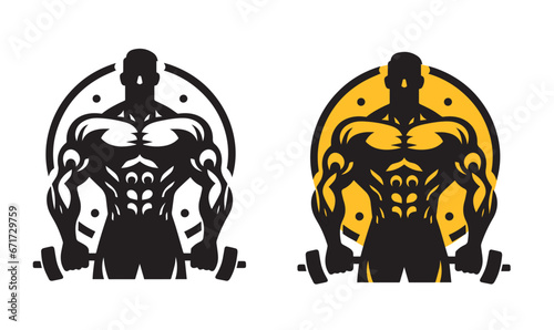 Beautiful modern gym logo. Fitness, bodybuilding. Athletic male body