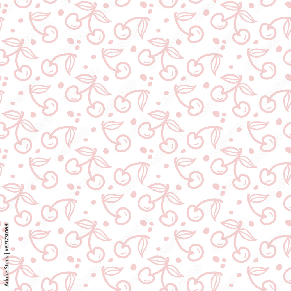 Cherry and strawberry fruit seamless pattern. Summer berries, fruits with leaves, vector background. Hand drawn doodle illustration for cover, fabric, wallpaper texture, backdrop, wedding invitation. Cherry and strawberry fruit seamless pattern. Summer berries, fruits with leaves, vector background. Hand drawn doodle illustration for cover, fabric, wallpaper texture, backdrop, wedding invitation.