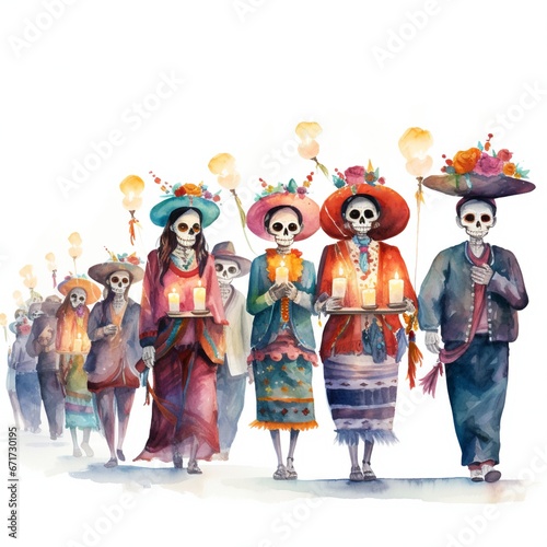 Day of the Dead Watercolor, Halloween, Mexican catrina Day of the Dead