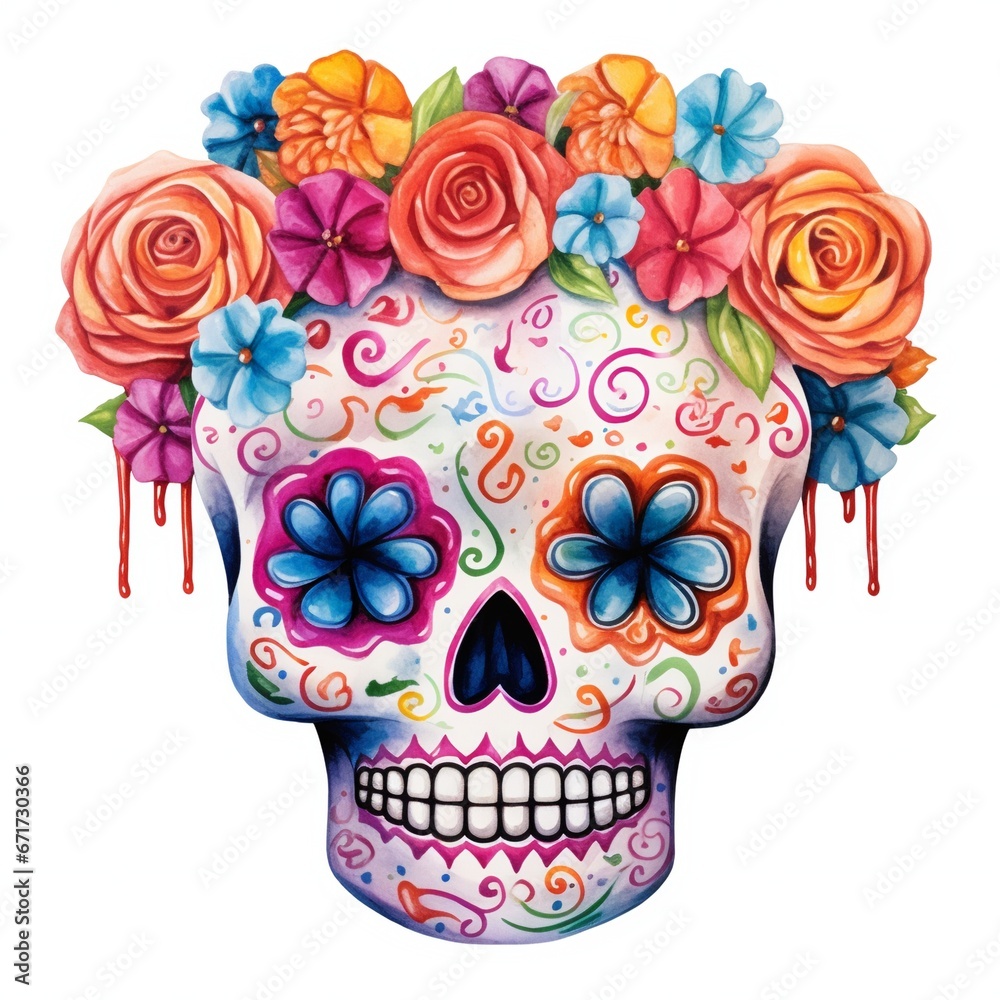 Day of the Dead Watercolor, Halloween, Mexican catrina Day of the Dead