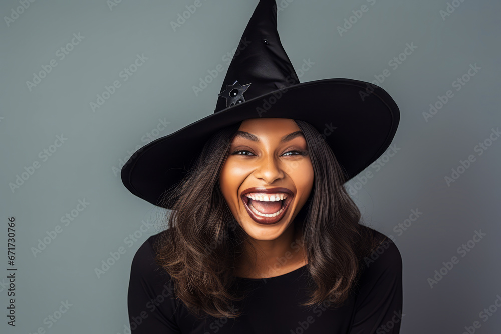 Witch-hatted woman in her thirties. Witch-hatted woman in her thirties.