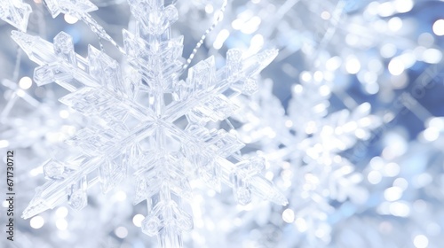 silver frost images of snowflakes, snow and lights, in the style of white and blue. clear snowflake with a sparkle background, © megavectors