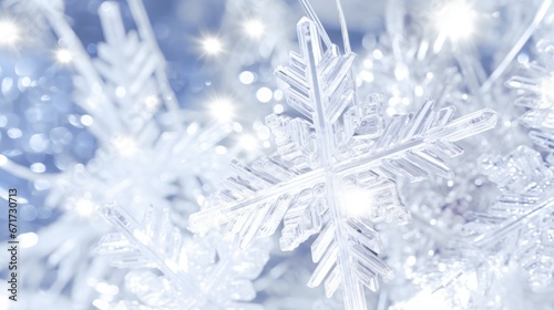 silver frost images of snowflakes, snow and lights, in the style of white and blue. clear snowflake with a sparkle background,