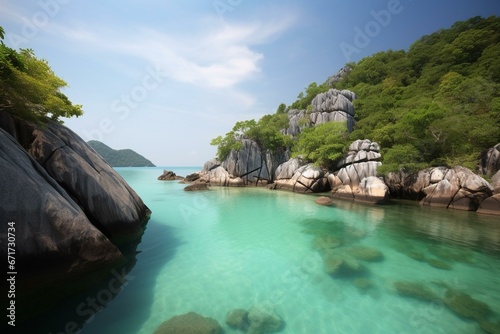 A secret paradise of three Thai rocky bays. Generative AI