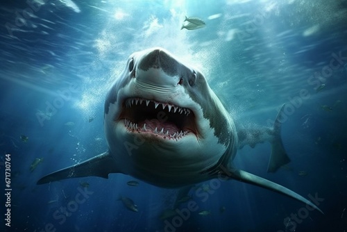 Underwater shark. Generative AI © Magnus