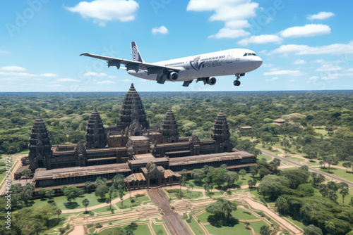 Wallpaper Mural Airbus A321 on a sunny day over Angkor Wat Torontodigital.ca