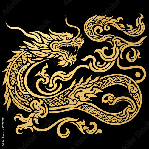 Thai naga, Chinese dragon symbol illustration for the New Year festival 2567 - Vector