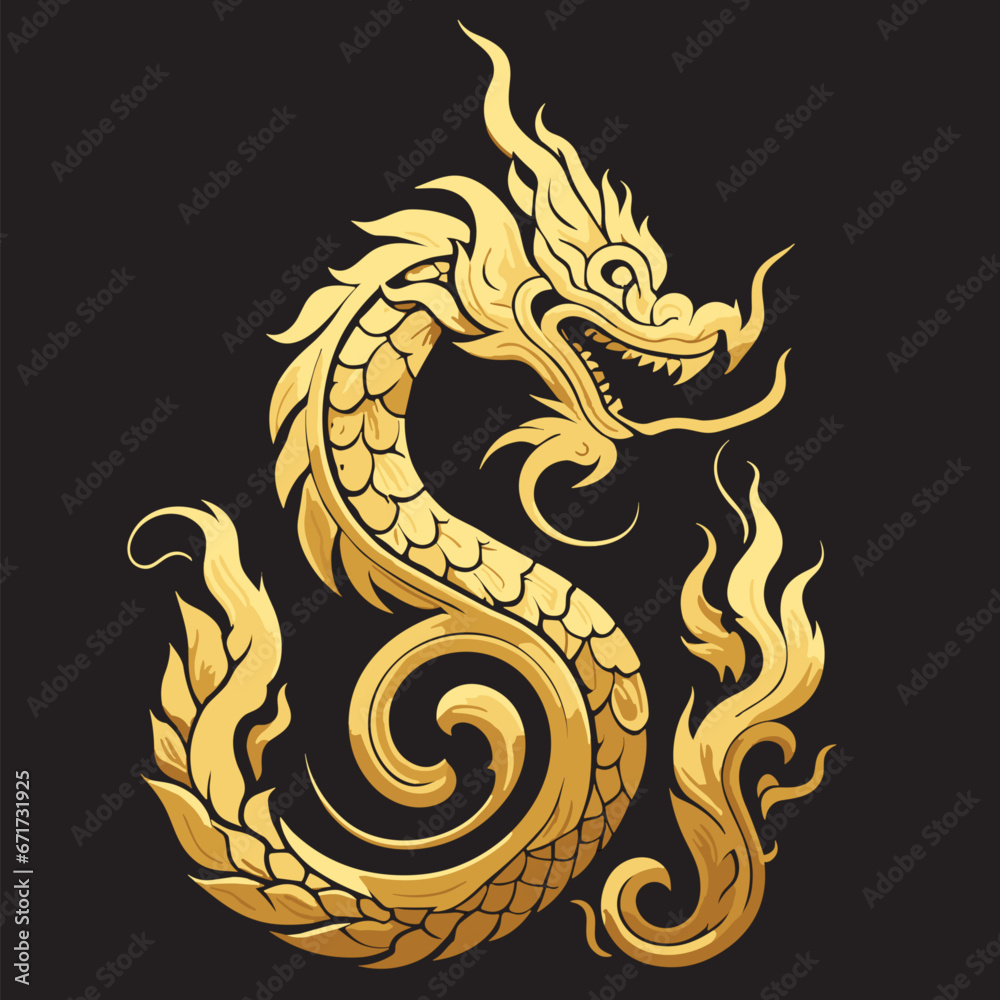 Thai naga, Chinese dragon, new year banner illustration  for the New Year festival 2567 - Vector
