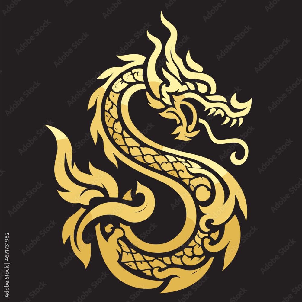 Thai naga, Chinese dragon symbol banner for the New Year festival 2567 - Vector