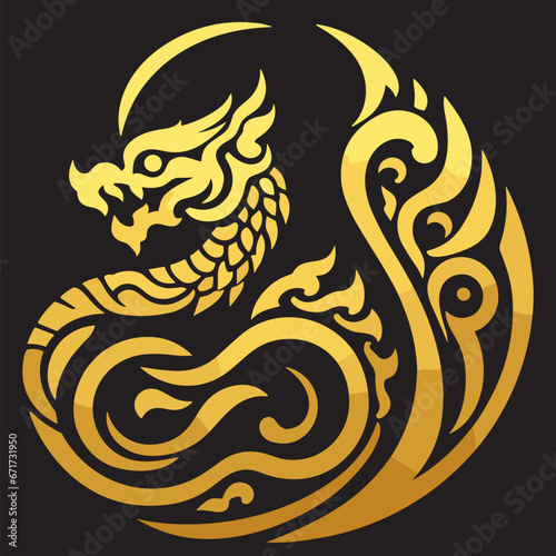 Thai naga, Chinese dragon symbol banner Combining the numbers 2567 for the New Year festival 2567 - Vector