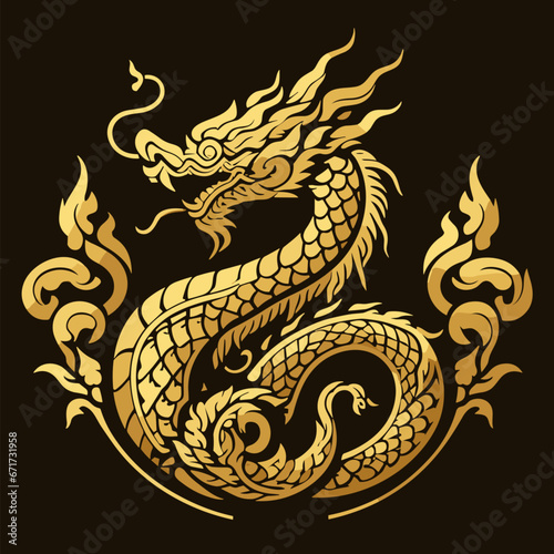Thai naga, Chinese dragon symbol banner  for the New Year festival 2567 - Vector