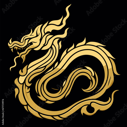 Thai naga, Chinese dragon logo illustration  for the New Year festival 2567 - Vector