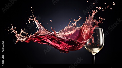 Captivating wine splash frozen in time, showcasing the dynamic and elegant movement of the liquid, frozen in a single mesmerizing moment.