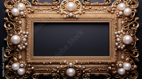 An ornate gold frame with a border of pearls