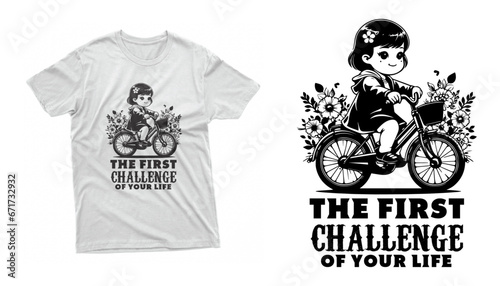 Baby bicycle vintage t shirt design, bicycle helmet with flowers
