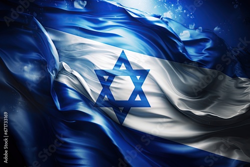 Waving flag of Israel. Ai Generative