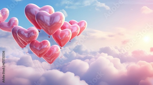Obraz na płótnie Beautiful colorful valentine day heart in the clouds as abstract background
