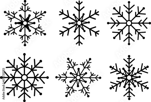 Snowflakes several isolated elements. Vector. Winter precipitation set on a white background. Flat style