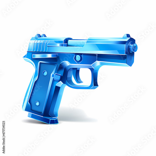 a blue 3d rendered 9mm style handgun