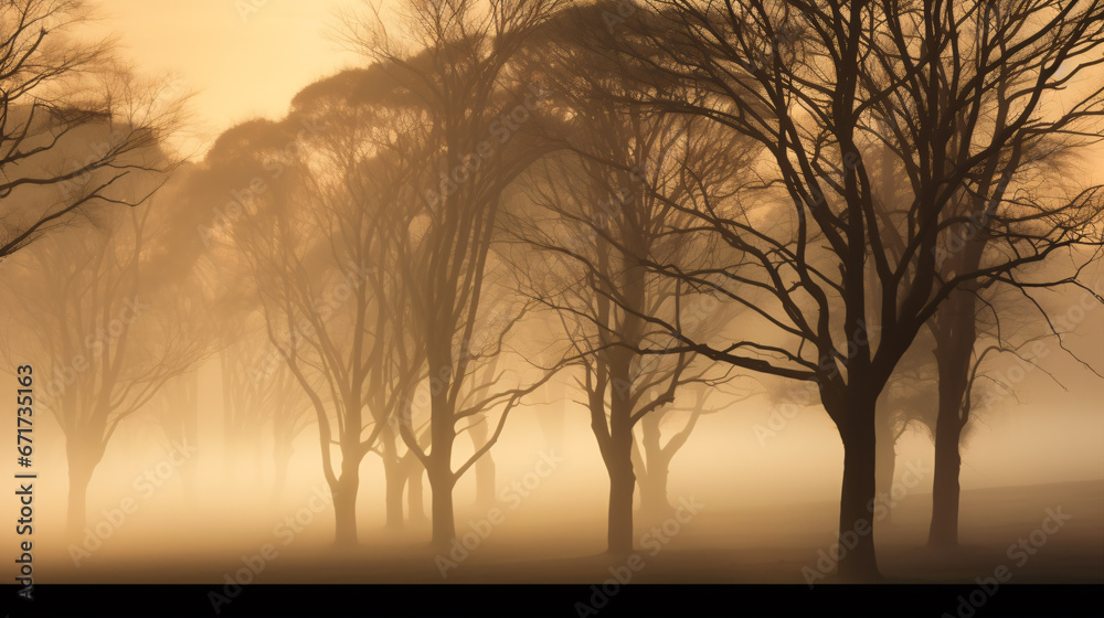 Mysterious and enchanting, the trees made silhouettes against the foggy morning.