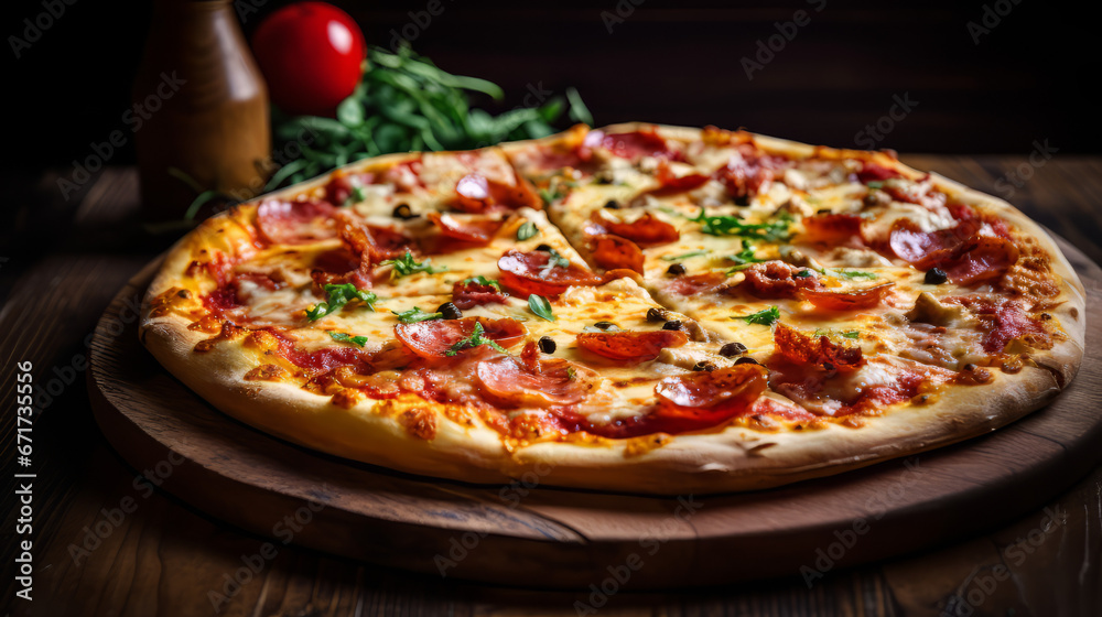 Fresh Italian pepperoni pizza 
