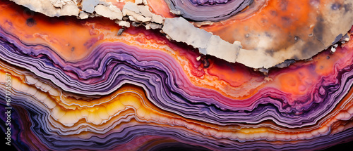 abstract background from agate cross section with bright colors and veins
