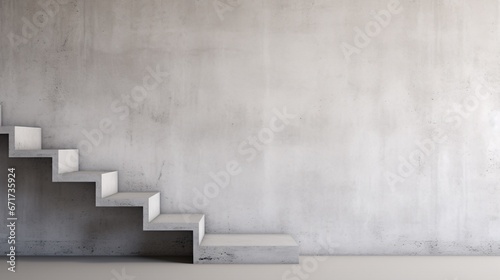 Minimalistic white concrete steps and wall offer a vista of success with additional room for content.