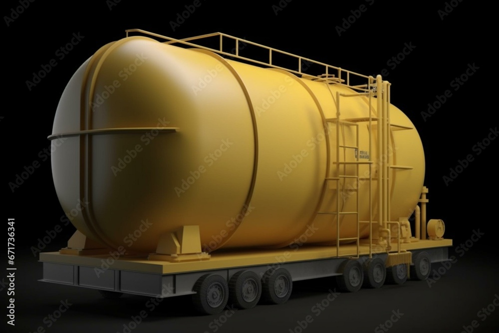 An isolated tank container rendered in a 3D illustration. Generative AI An isolated tank container rendered in a 3D illustration. Generative AI