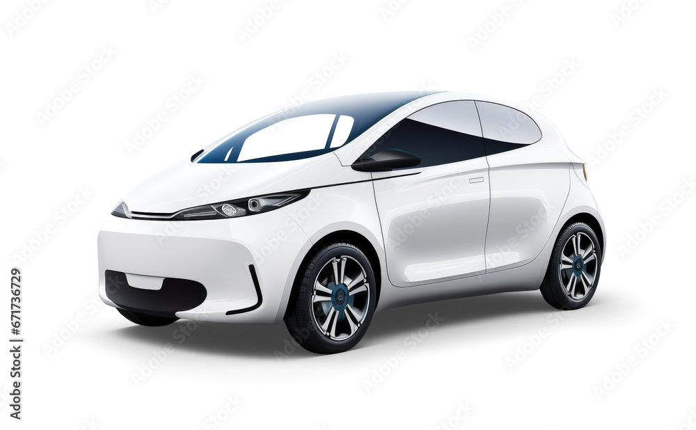 White electric car isolated on transparent background