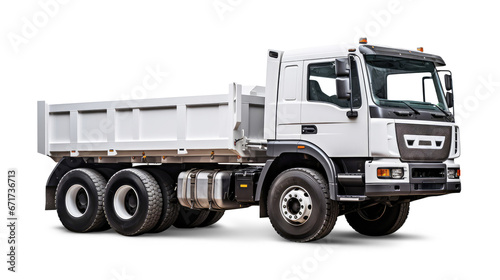White dump truck isolated on transparent background