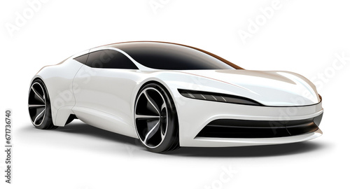 White sports car isolated on transparent background